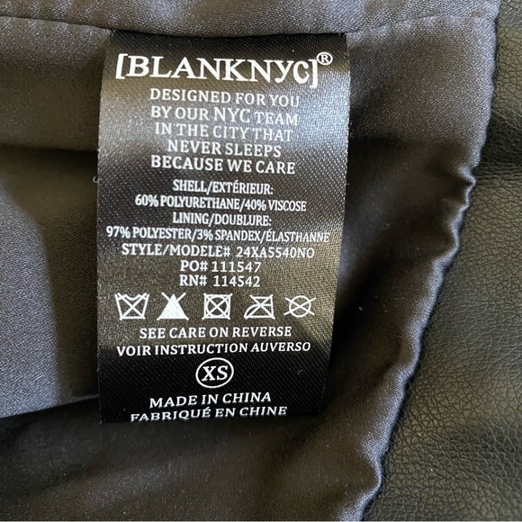 Blank NYC Faux Leather Moto Jacket - Black - XS - Picture 11 of 12